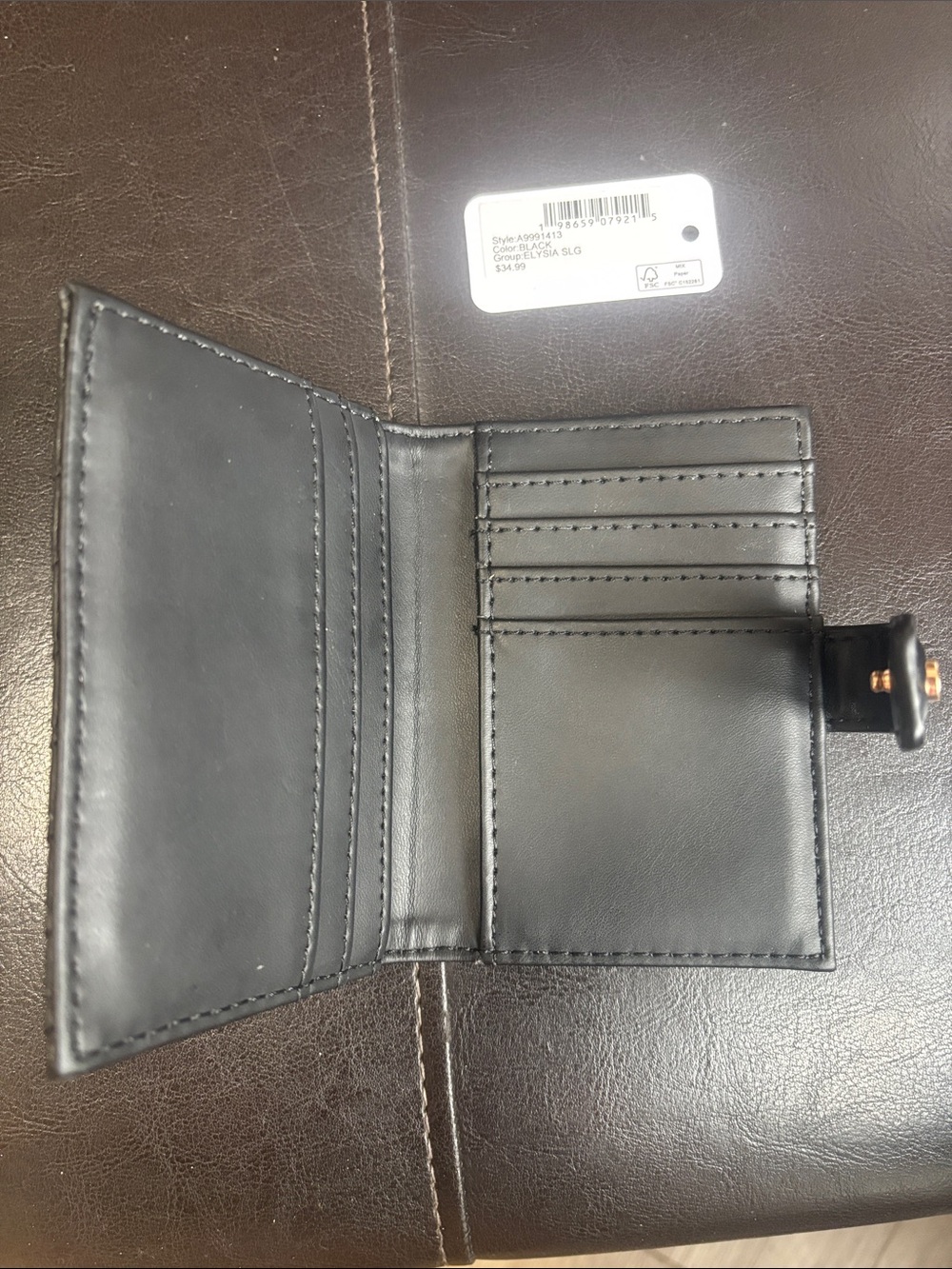 Guess Black Woven Card Case with Gold Logo - Picture 2 of 3